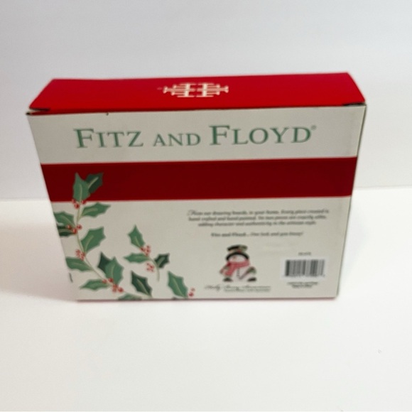 Fitz & Floyd Holly Berry Snowman Snack Plate with Box 7" - NO SPREADER - Picture 5 of 12